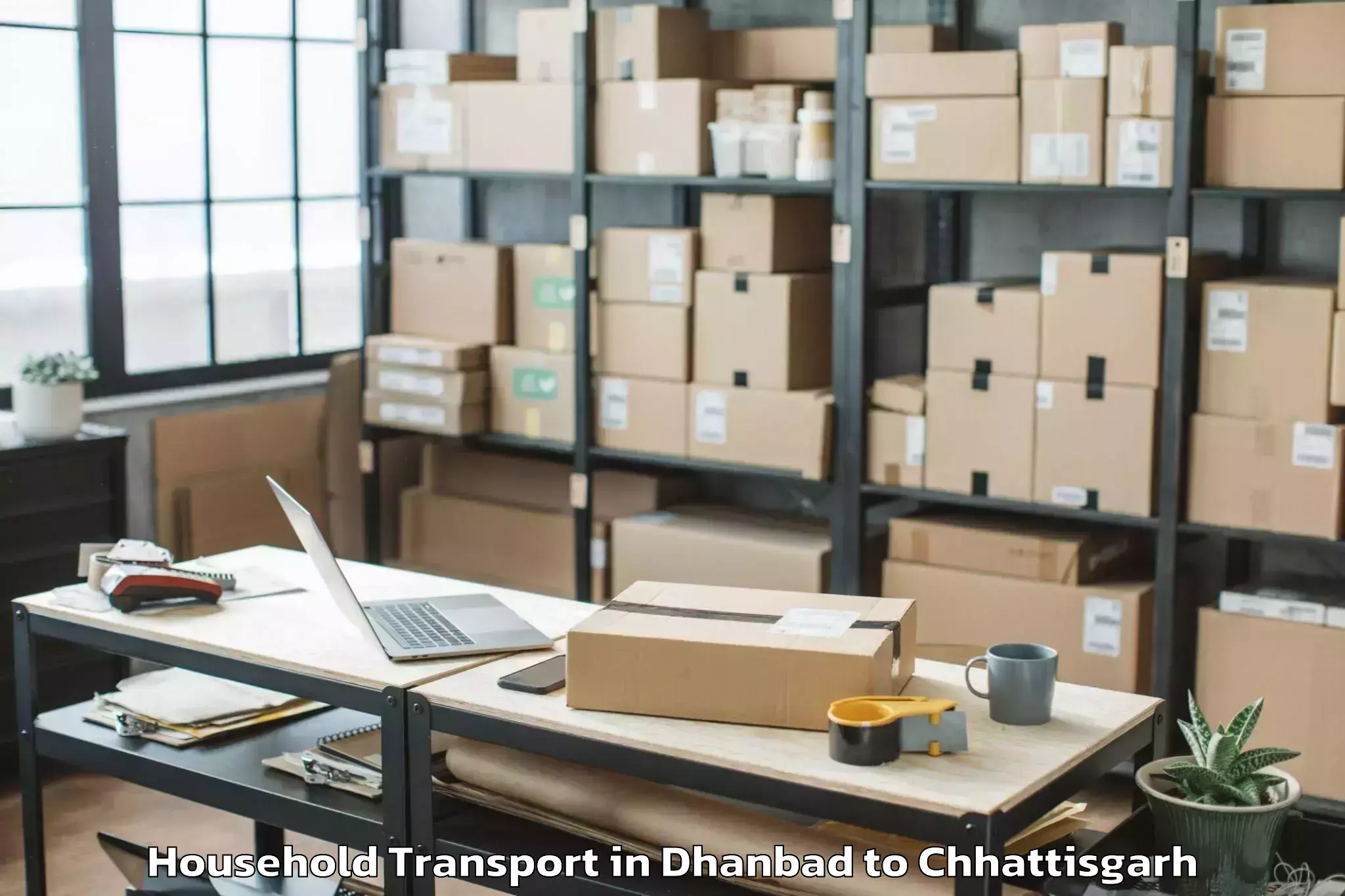 Affordable Dhanbad to Sirpur Household Transport